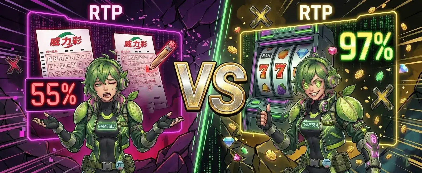 威力彩 RTP 55% vs 老虎機 RTP 97% 對比